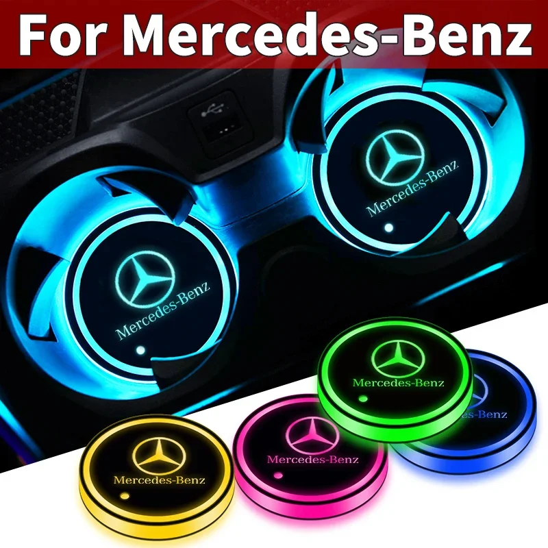 Автомобильная подставка для чашки с водой со светодиодной подсветкой, атмосферные огни, подставка для Mercedes Benz C260 W204 W205 W211 W212 W190, автоаксессуары