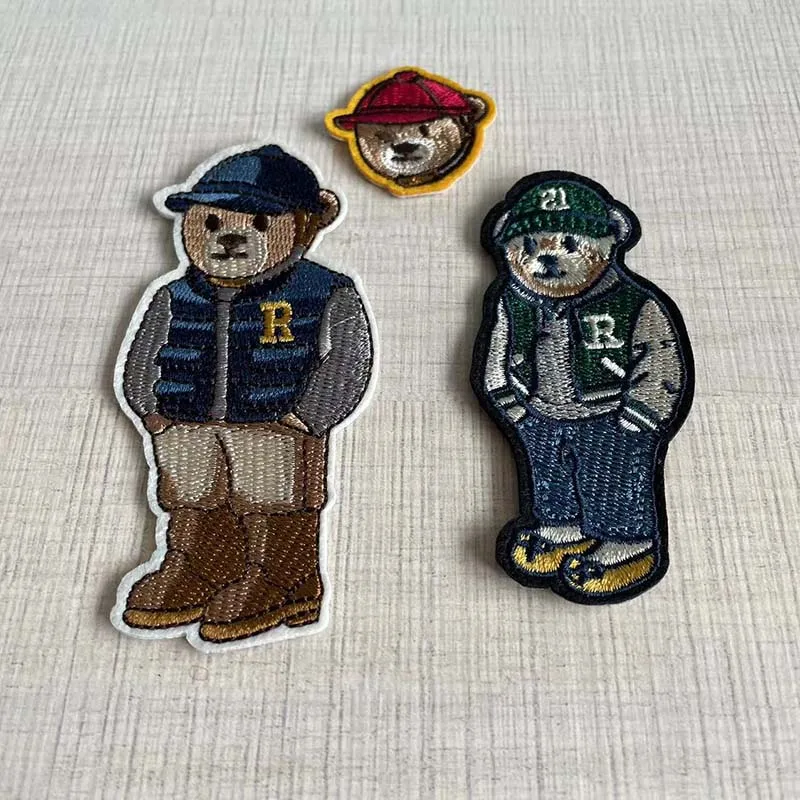 Cartoon-Teddybär-Aufnäher zum Aufbügeln, Kinder-Stickerei-Applikation, Wärmeübertragungsaufkleber für T-Shirts, Kleidung – Detail 5