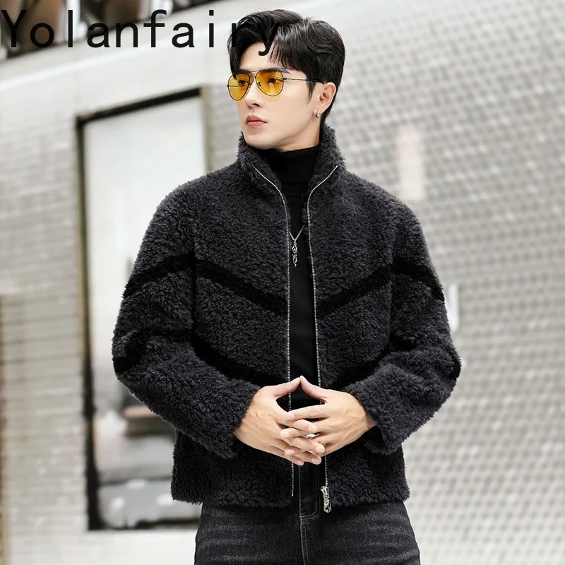 

YOLANFARIY Natural Wool Jacket Men Real Fur Coat Mens Warm Winter Clothes Short Jackets Shearling Lamb Coats Chaquetas Hombre