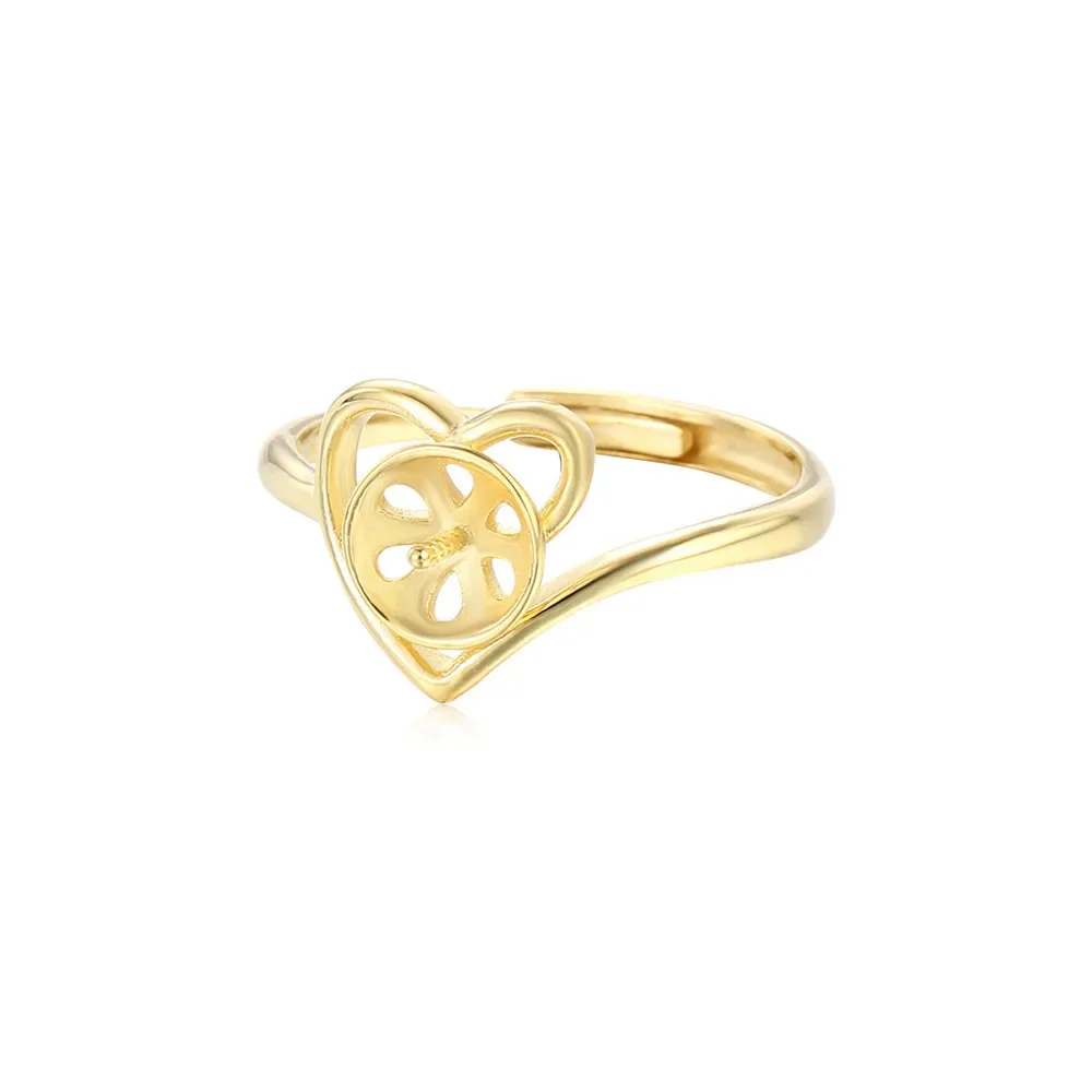 

Ring Setting for 8mm-10mm Round Beads or Pearls Gold Plated 925 Silver Ring Adjustable Ring Blank