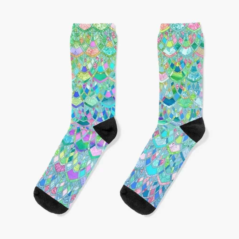 

Art Deco Watercolor Patchwork Pattern 1 Socks retro kawaii heated Running Socks Female Men's