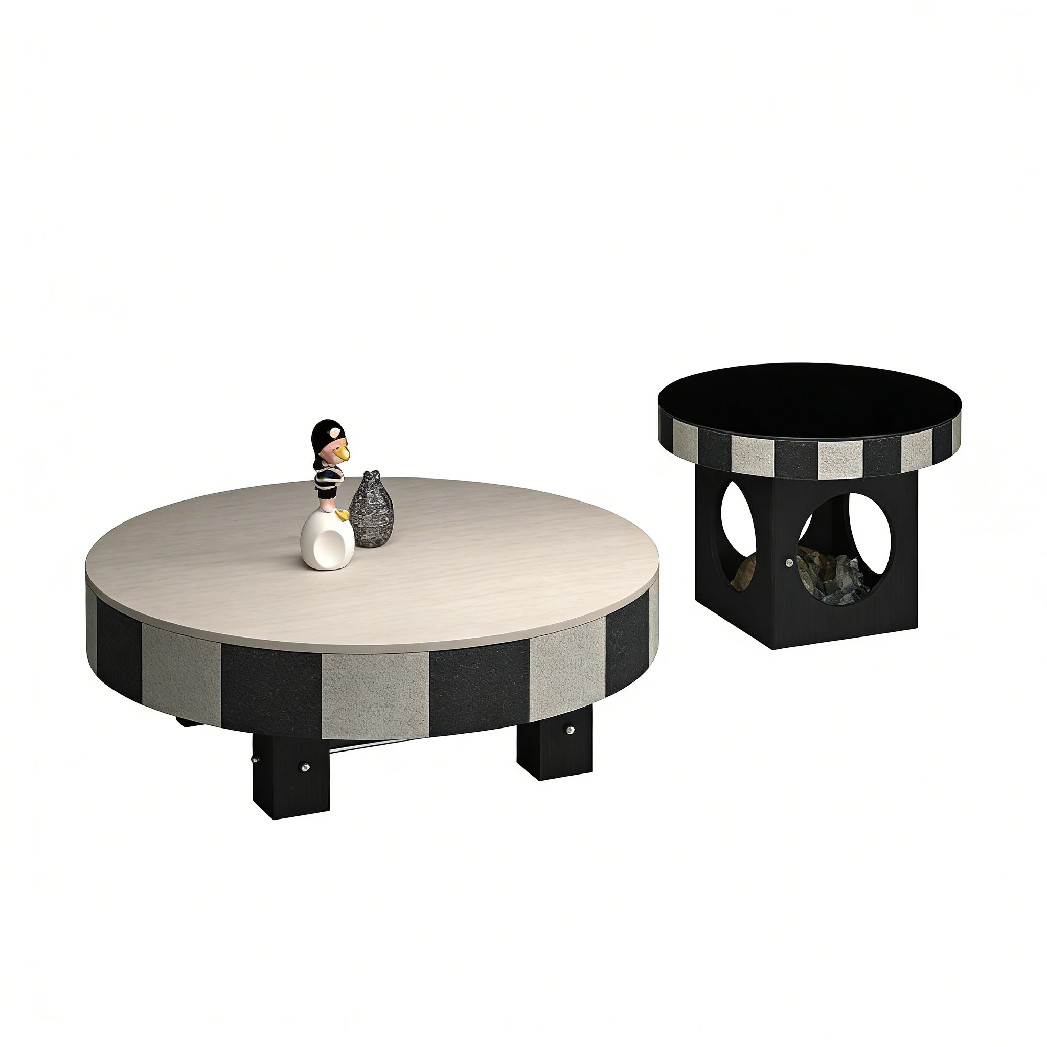 -dd Factory Direct Sales European Living Room Black Coffee Table Set White Solid Wood Coffee Table With Drawers