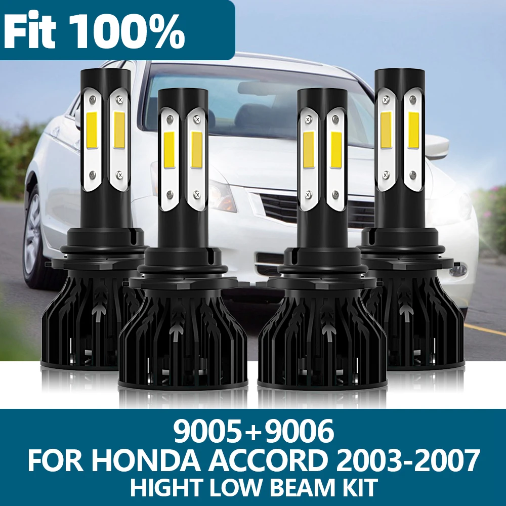 

4Pcs LED Headlight 9005 HB3 9006 HB4 Car Light 10000LM COB Chips High Low Beam Bulbs For Honda Accord 2003 2004 2005 2006 2007