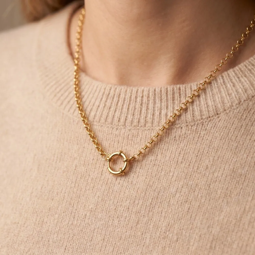 

Stainless Steel Minimalist Choker Necklace Simple Decoration Circular Pendant Necklace Adjustable Collarbone Chain Daily Wear