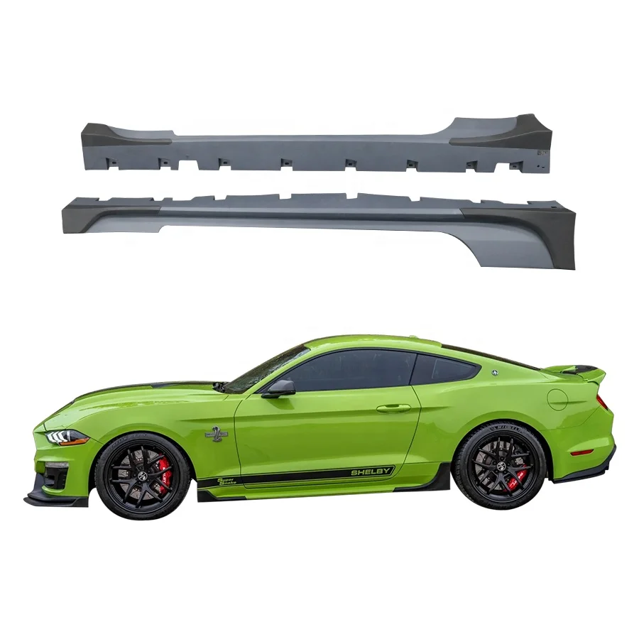 Side Skirts For Ford Mustang 2018-2023 Rocker Panels Super Snake Style PP Material Body Kit