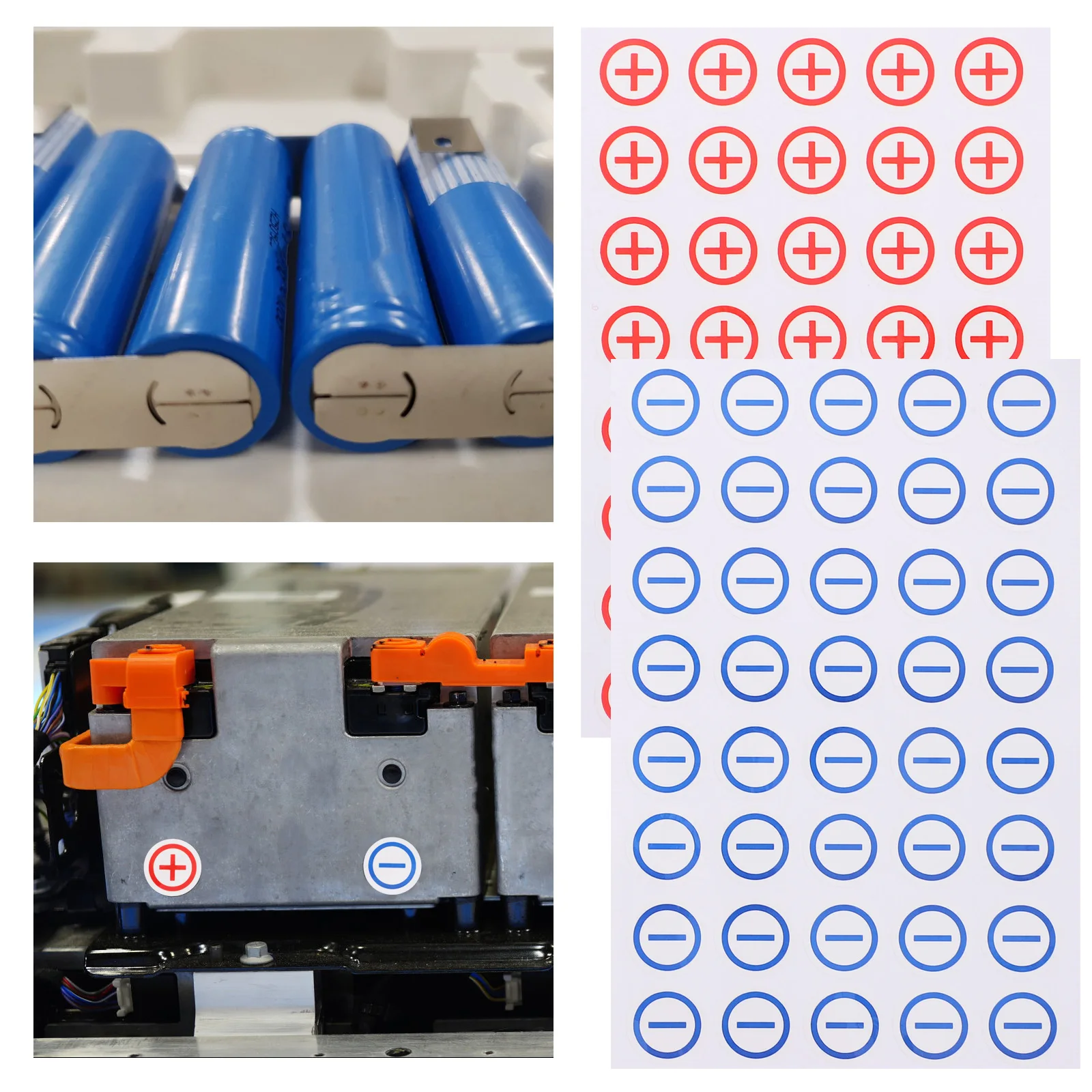 20mm Round Polarity Labels Stickers Clear Identification Material Strong Adhesive Electrical Machines Safety Compliance