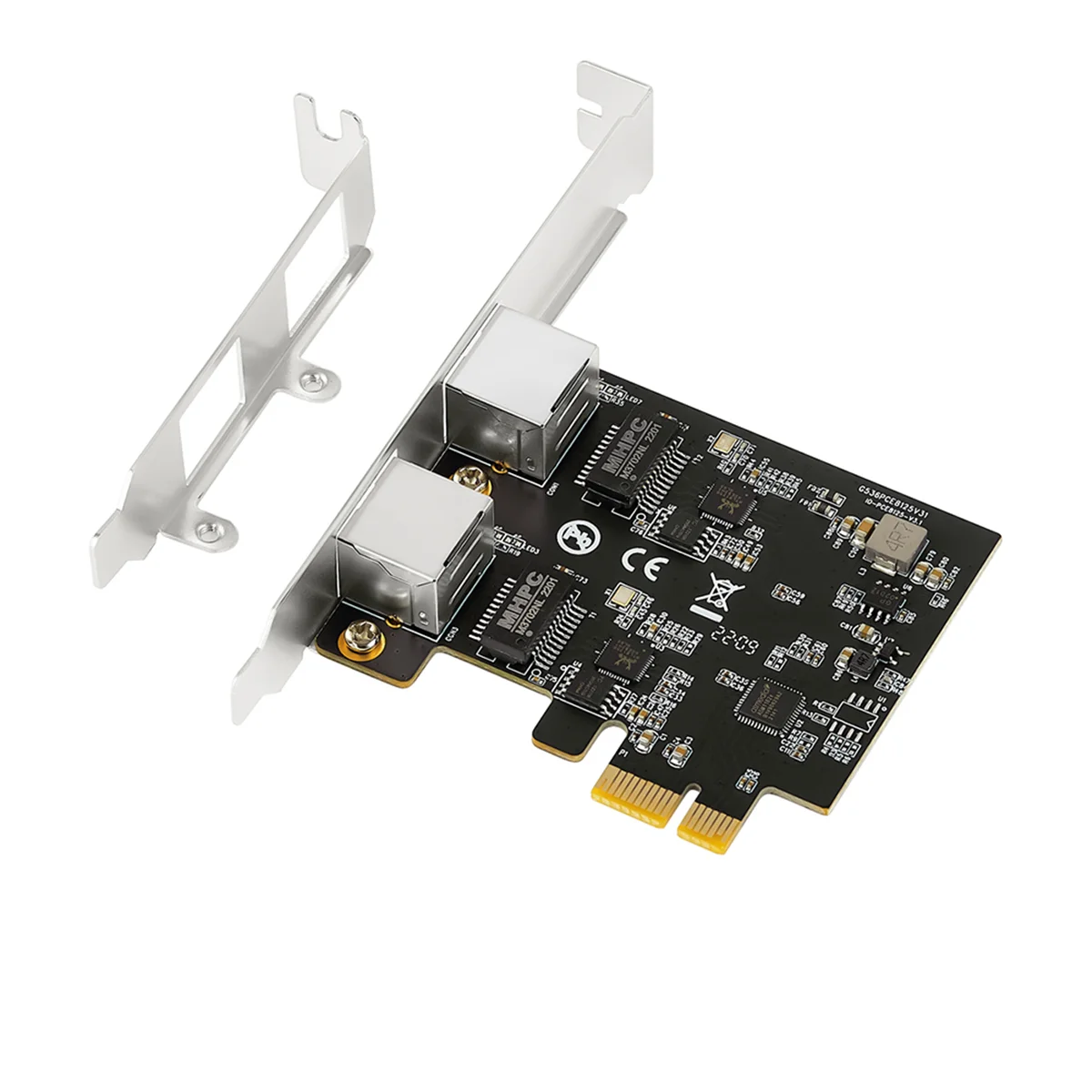 2.5G Gigabit Network Card Adapter with 2 Ports 2500Mbps PCIe 2.5Gb Ethernet Card RJ45 LAN Computer Controller Card