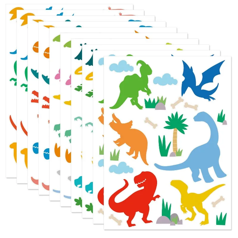 Dinosaur wall sticker cute cartoon glass door self-adhesive sticker kindergarten party background children's room decoration view 3