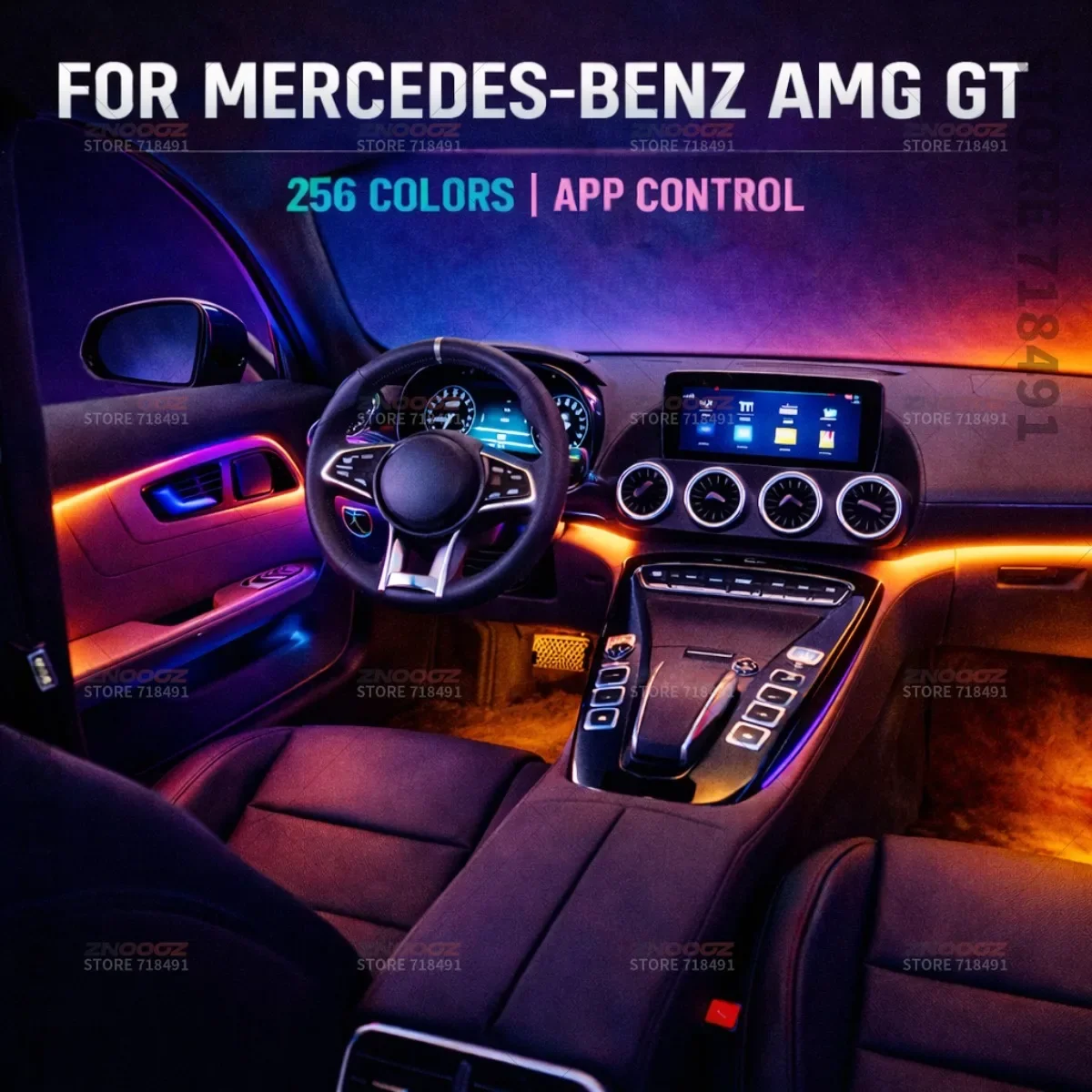 22in1 RGB Car Interior Acrylic Car Ambient Lights RGB Hidden Acrylic Strip Decoration Atmosphere Accessories For Benz AMG GT