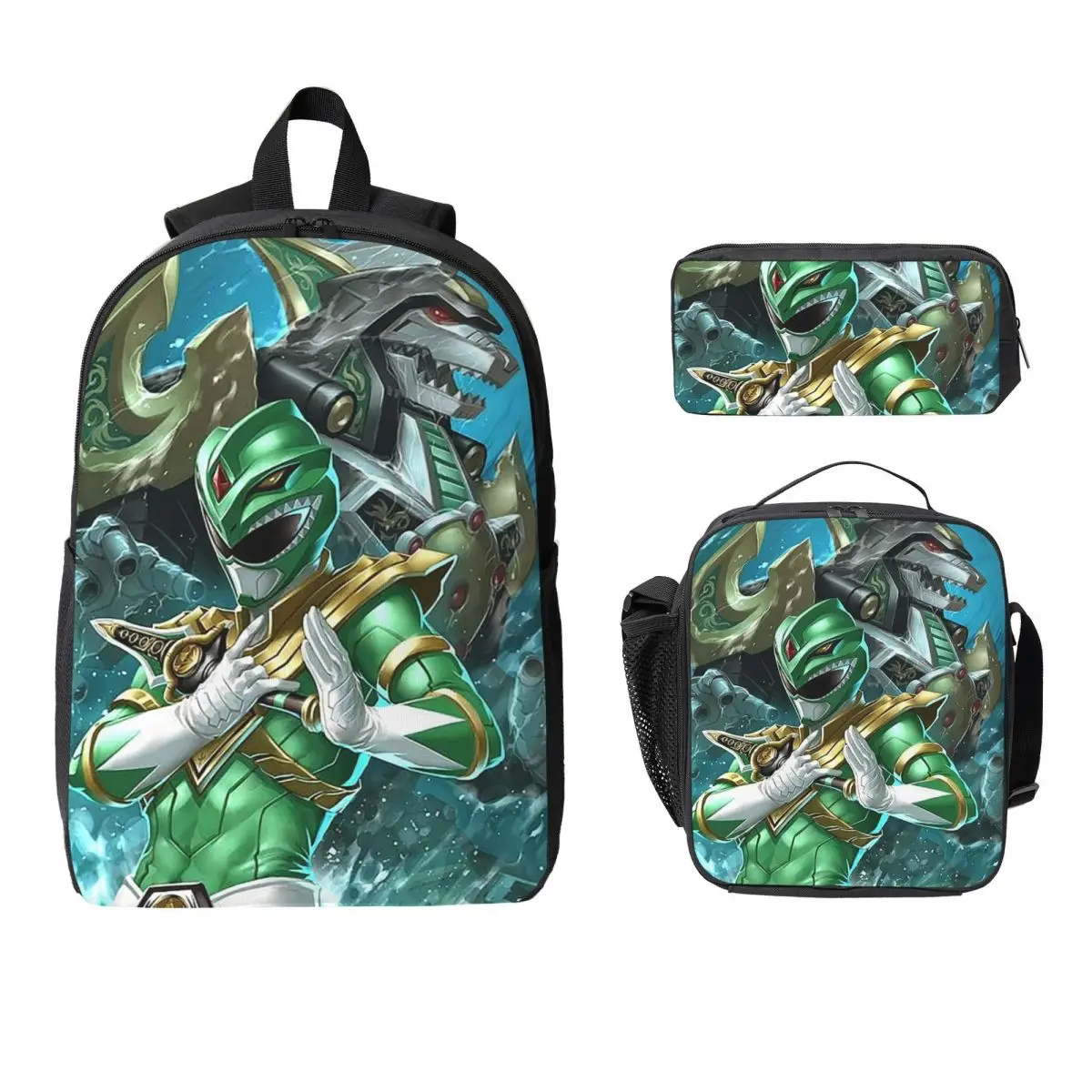 

Mighty Morphin Power Ranger Backpack Boys Girls BookBag School Bag Laptop Shoulder Bags 3ps Insulated Lunch Bag Pencil Case