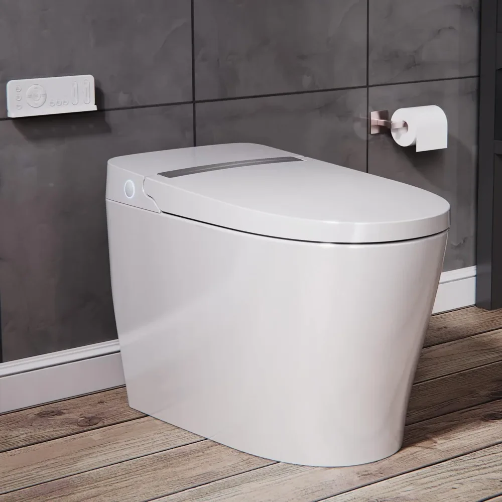 Smart Toilet: 1-Piece w/Bidet, Auto-Flush, Warm Water, Air Dry, Heated Seat, LED Nightlight, Remote Control