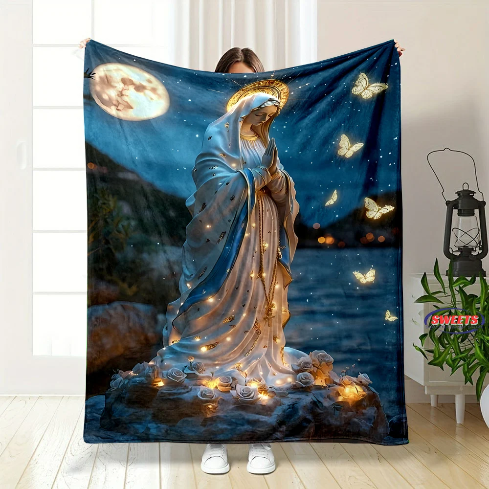 Jesus Blessed Virgin Mary Pray Blanket,Soft Throw Blanket for Home Bedroom Bed Sofa Picnic Travel Office Rest Cover Blanket Gift