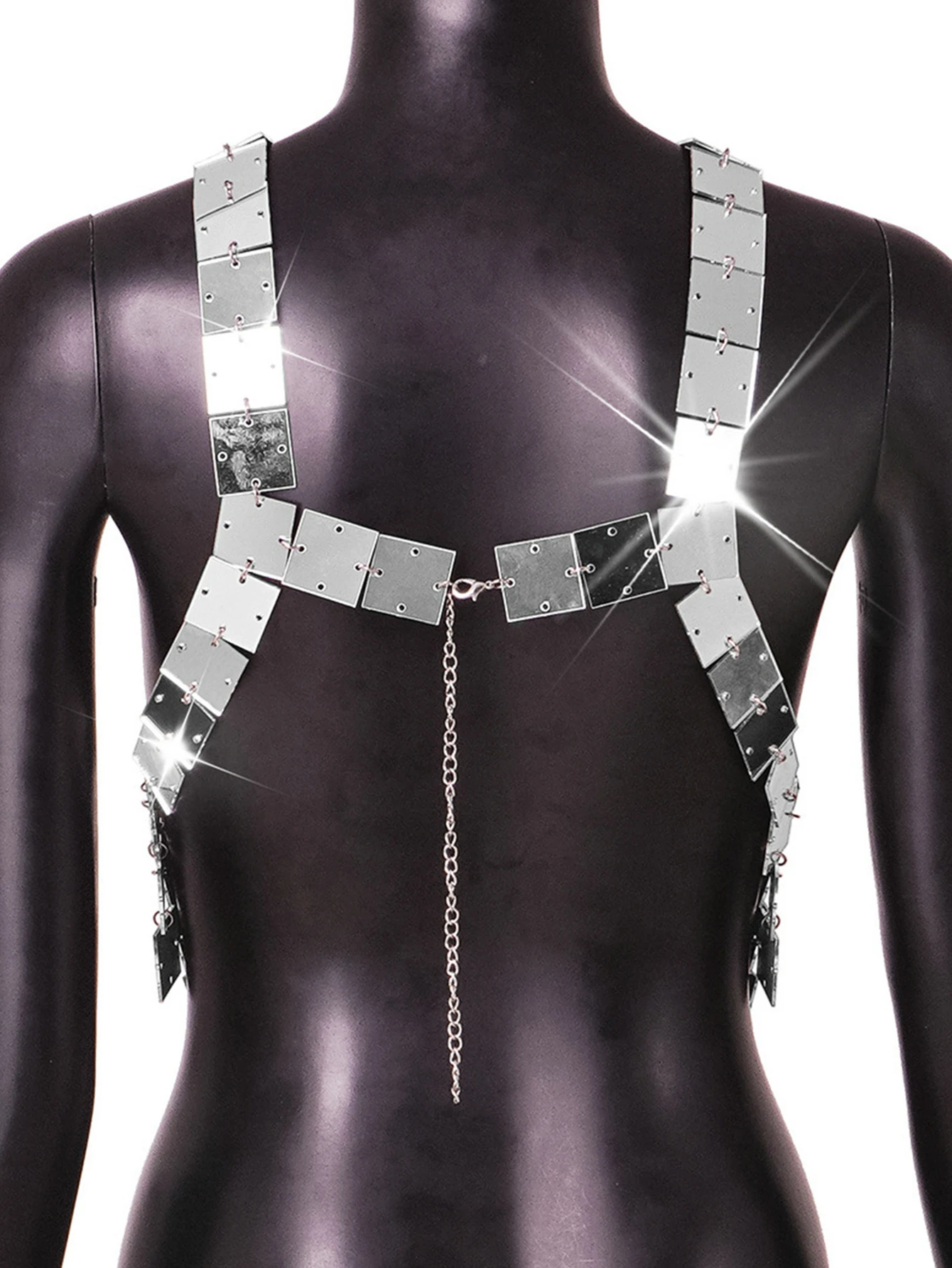 Sexy Y2K Clothes Halter Metal Sequin Tank Top Women Summer Beach Party Crop Top Streetwear Woman Clothing Night Club Rave Outfit