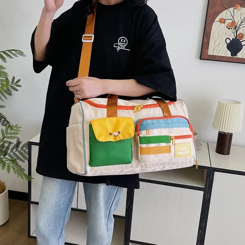 Bolsa de gimnasio informal para mujer, bolsas cortas de viaje de negocios, mochila deportiva para Yoga, bolsas de lona para natación y Fitness