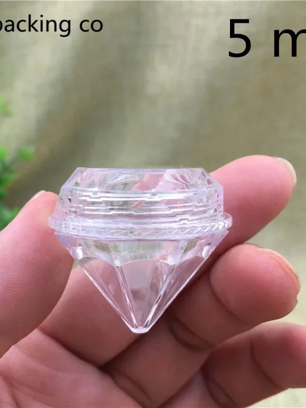 100 pcs 5 g Transparent Plastic Diamond Shape Cream Bottles New Shiny Special Cosmetic Packaging Container Sample