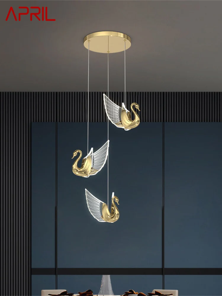 

APRIL Nordic Pendant Light Creative Swan Chandelier Hanging Lamp Modern Fixtures for Living Dining Room