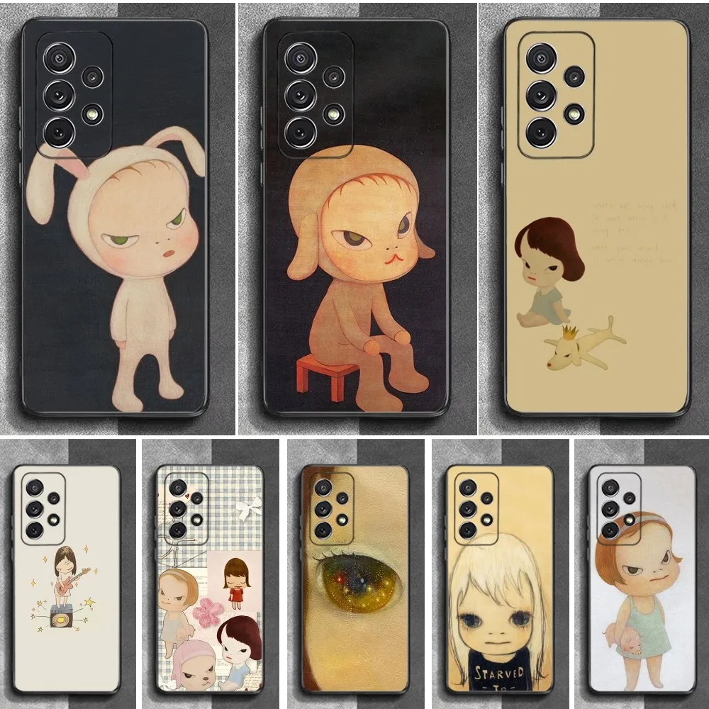 Art Y-Yoshitomo N-Nara Phone Case For Samsung S25,S24,S23,S22,S21,S20,S10,Ultra,Plus,Lite,FE,Soft Silicone Black Cover