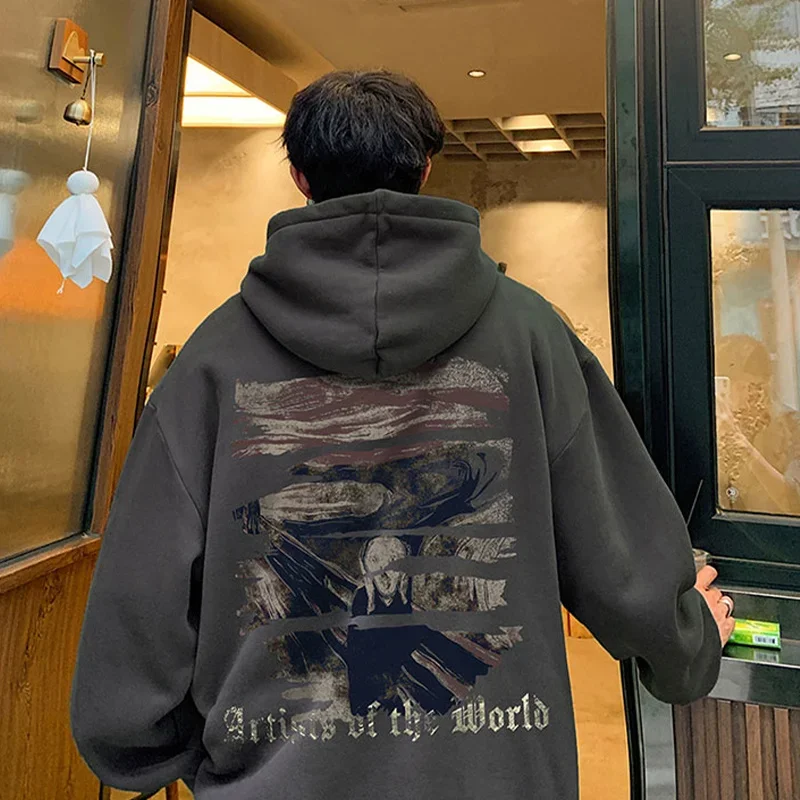 Autumn Goth Graphic Print Hooded Sweatshirts For Men Oversized Y2K Streetwear Hoodies New In Harajuku Fashion Pullover Hoodie