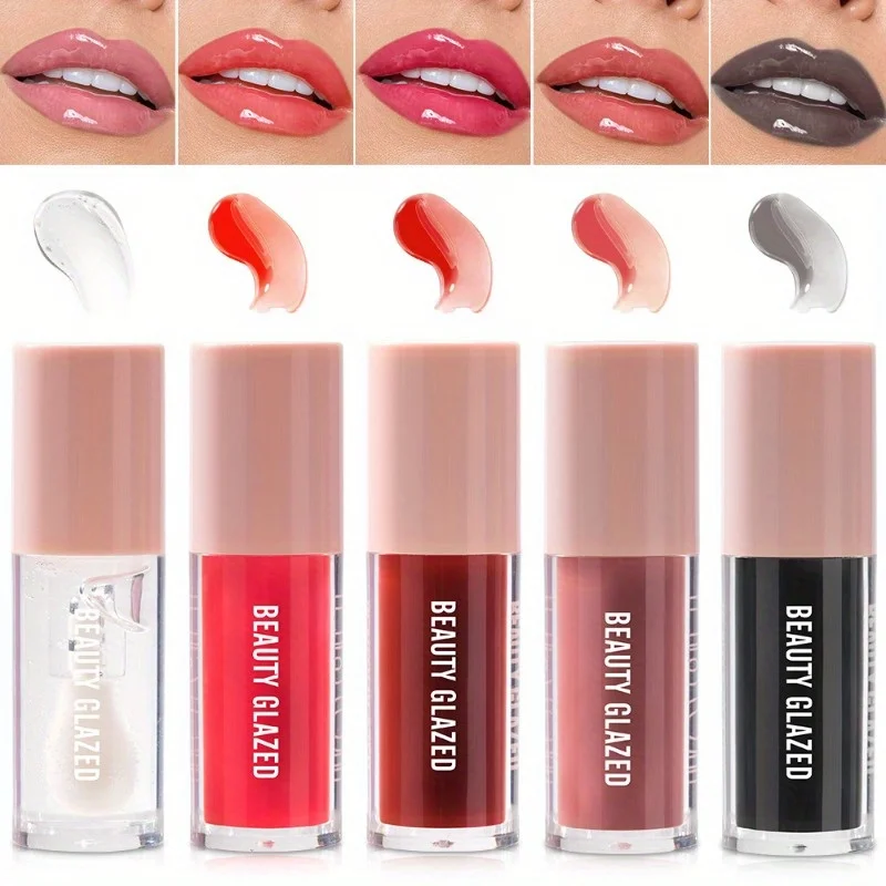 5 Colors Moisturizing Lip Oil Moisturizing Nourishing Lips, Natural Care Lip Balm Daily Use in Autumn and Winter
