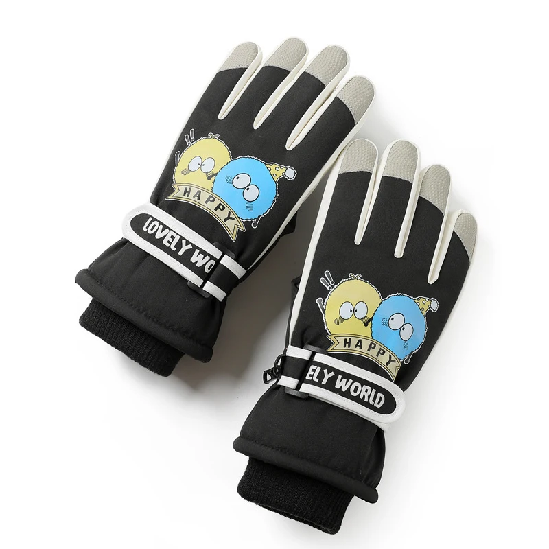 قفازات أطفال بوي فتاة الشتاء الصوف بطانة مقاوم للماء ملحق دافئ للتزلج الرياضة في الهواء الطلق ركوب الدراجات #6