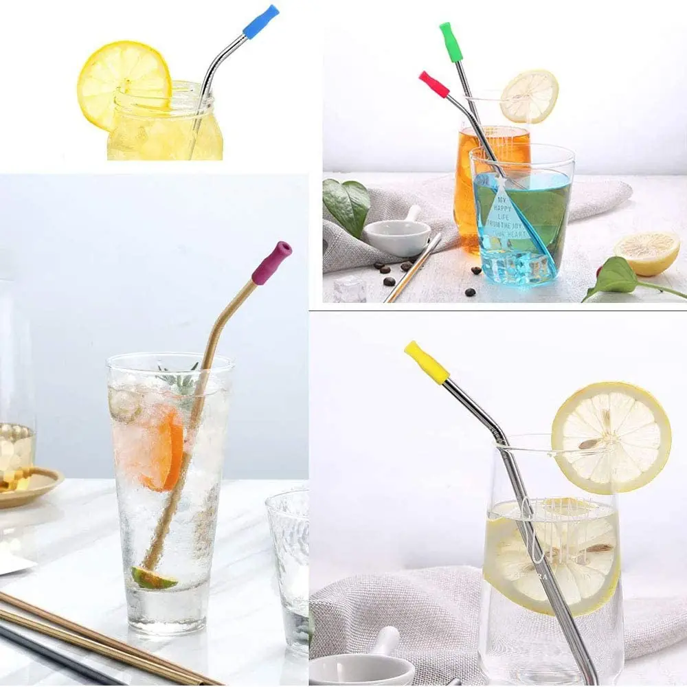 100pcs Metal Straw Cover Straw Tips Reusable Silicone Straws Tips for Regular 1/4 Inch Wide Food Grade Straws Tips Covers