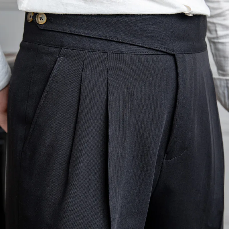 Hoge Kwaliteit Italiaanse Casual Hoge Taille Rechte Broek Mannen Veelzijdige Zakelijke Formele Broek Broek Broek Voor Mannen Sociale Broek