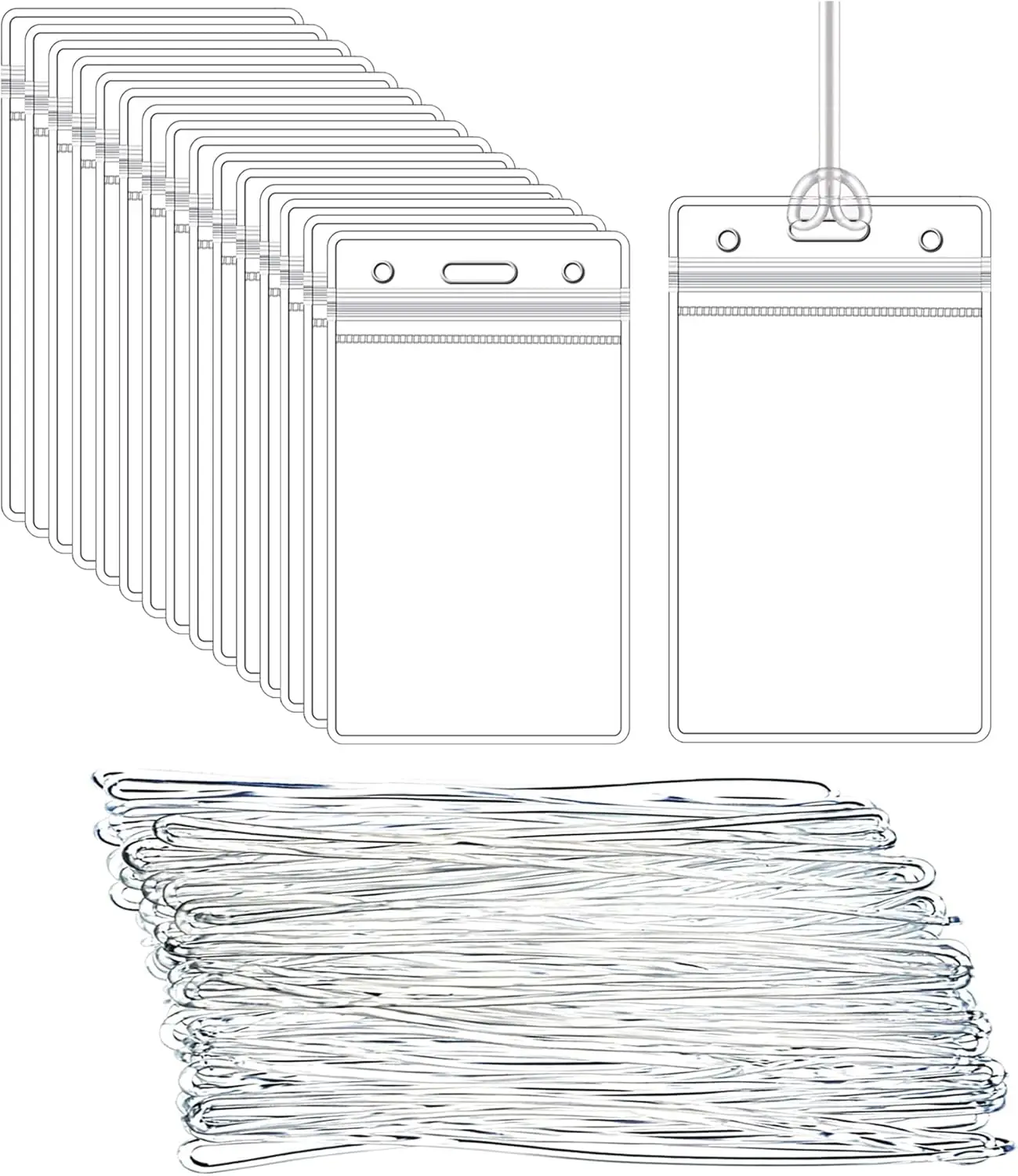 

50 Clear Luggage Tags with Straps for Travel ID Badge Holders Business Office