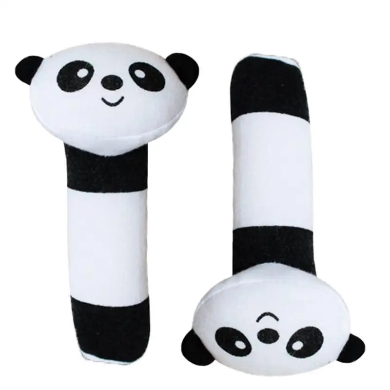 

Soft Rattle Toy Panda Hand Grips Toy 2PCS Soft Cartoon Hand Rattle Handbell To Develop Motor Skills Squeaker Toy Rattle For