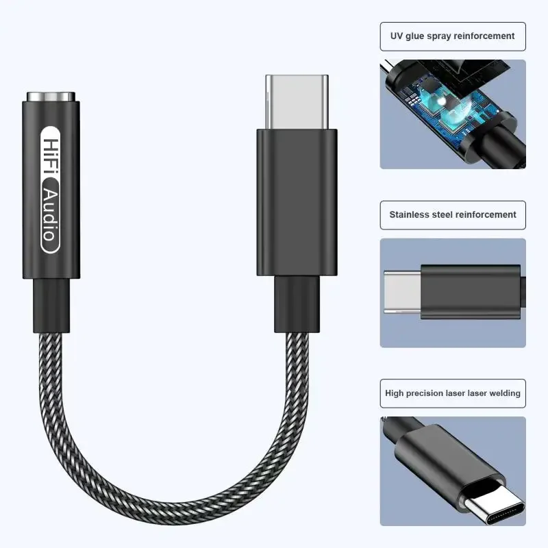 ALC5686 CX31993 Cavo audio digitale USB tipo C a 3,5 mm AUX Nero Rosa HiFi USB DAC Decodificatore audio AMP Adattatore telefonico per Android