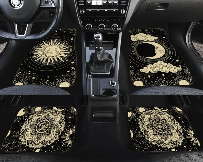 

Mandala Car Mat, Moon And Sun Aesthetic Psychedelic Mat, Celestial Floor Car Mat, Personalized Car Mat, Car Accessories For Wome