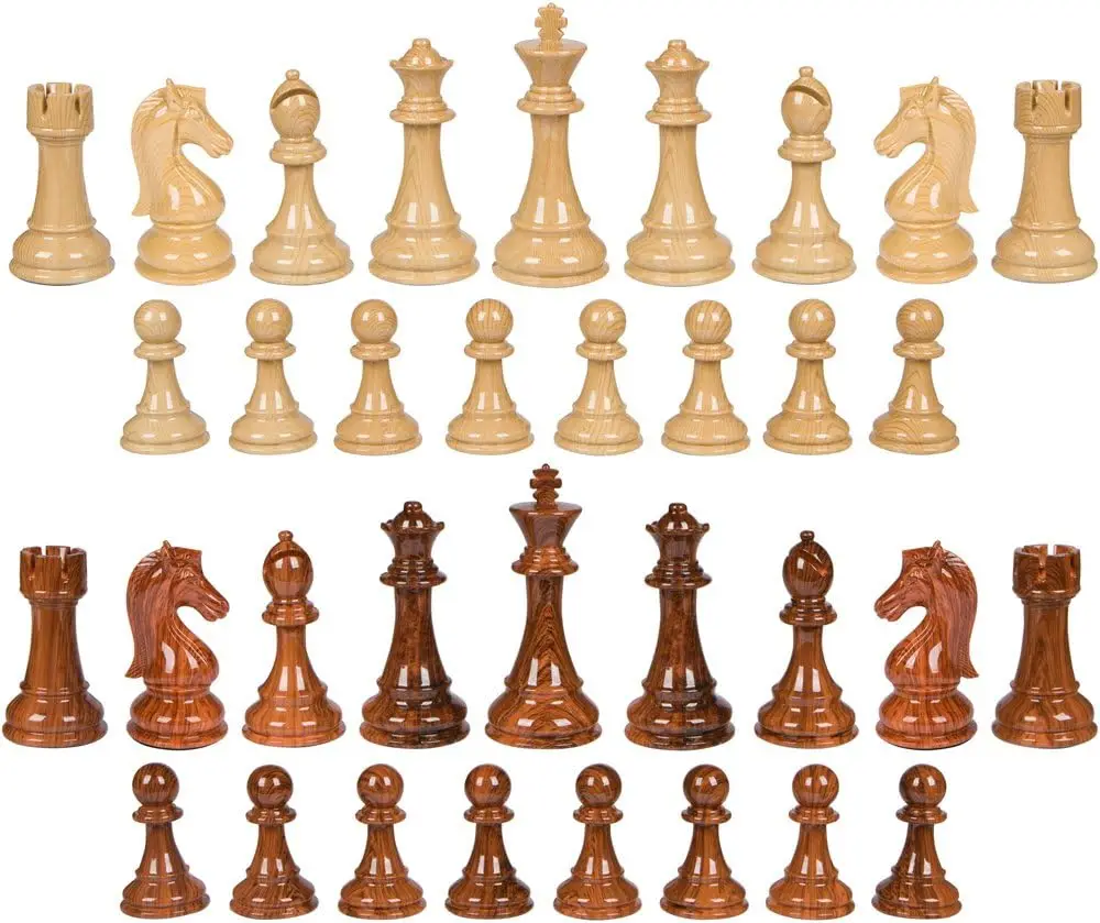 High Polymer Extra Heavy Weighted Chess Pieces with 4.25 Inch King and Extra Queens, Pieces Only, No Board