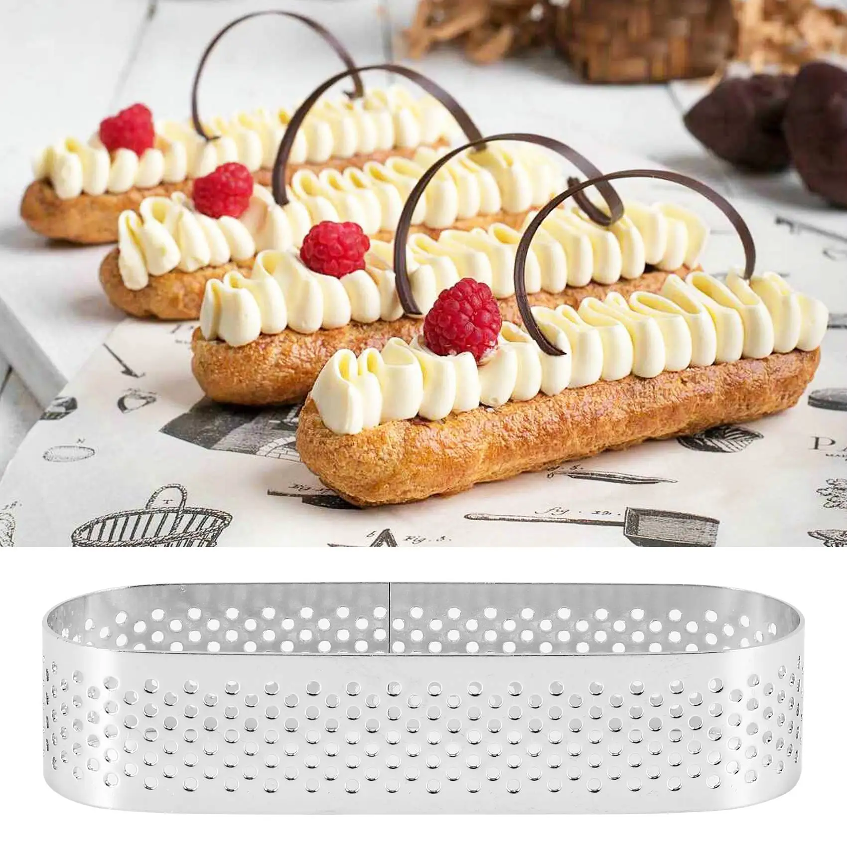 12 buah cetakan Tartlet Oval makanan penutup Perancis Mousse buah Pie Tart cincin Quiche cetakan kue, cincin Mousse Tart Stainless Steel