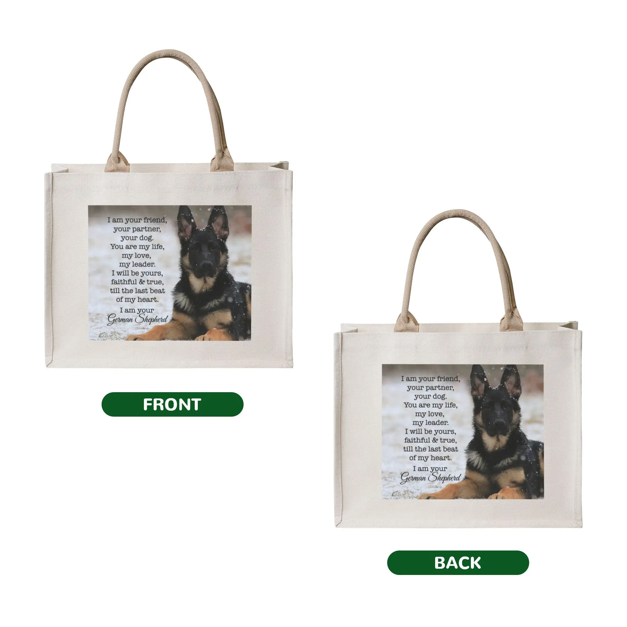 I Am Your German Shepherd Groceries Shopping Bag Custom Shopper Shoulder Tote Bags Big Capacity Portable Dog Lover Handbag