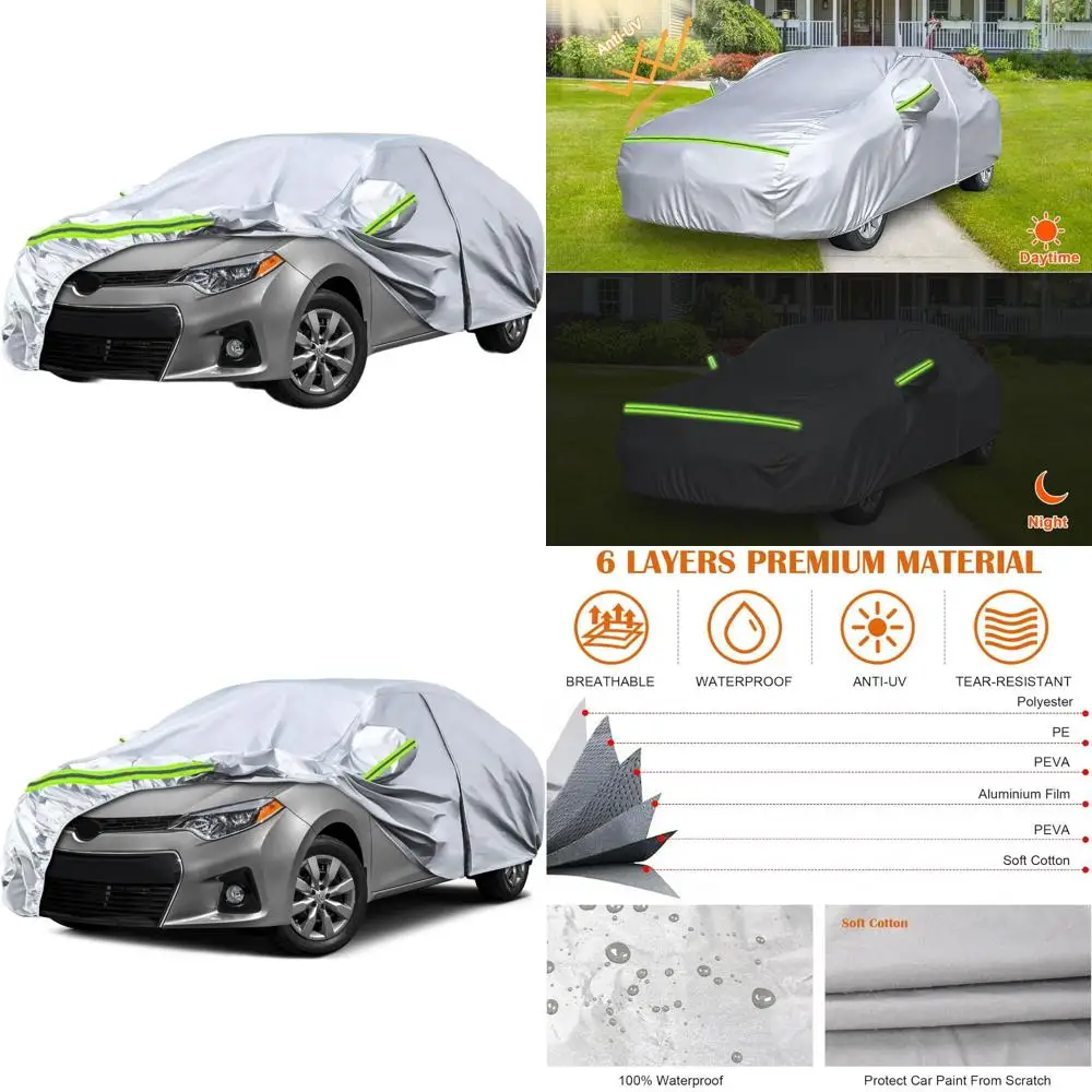 

Всепогодный чехол для автомобиля на заказ для моделей седанов 2004-2025 годов, 6-слойная защита с дверцей на молнии и ветрозащитными ремнями