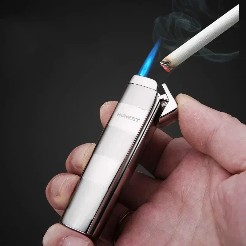 

HONEST Metal Gas Lighter Windproof Blue Torch Compact and Comfortable Hand feel Portable Cigar Lighter Men's High end Gift