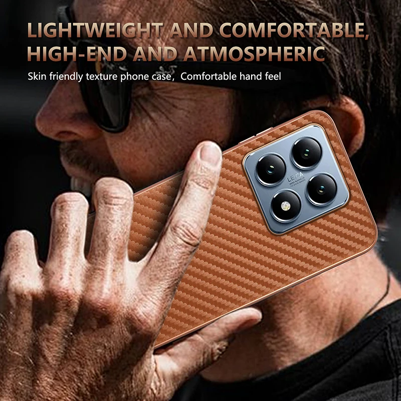 for Xiaomi Mi 14T Pro Mi 14T 6.67inch Case Carbon Fiber Texture PU Leather Cover Plating Bumper Soft Shockproof Shell Fundas
