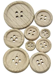 밤나무 나뭇결 단추 자연 색상 라운드 파이핑 바느질 액세서리 의류 수제 나무 단추 4 구멍 10PCs 30PC