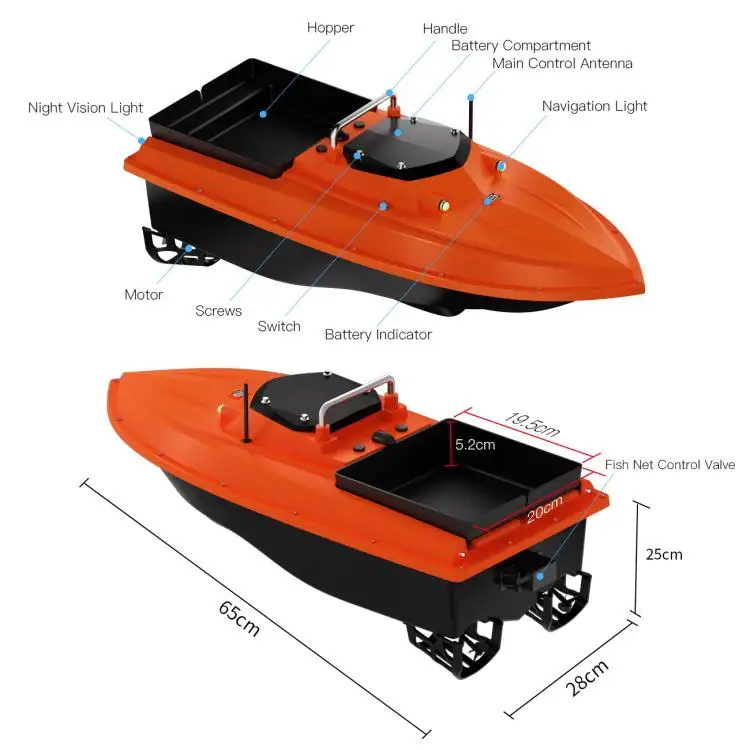 الجملة D80B GPS عالية الطاقة الذكية التحكم عن بعد قارب طعم صيد السمك الزحف 3 كجم تحميل مقاوم للماء لمسافات طويلة ليلة الصيد #6