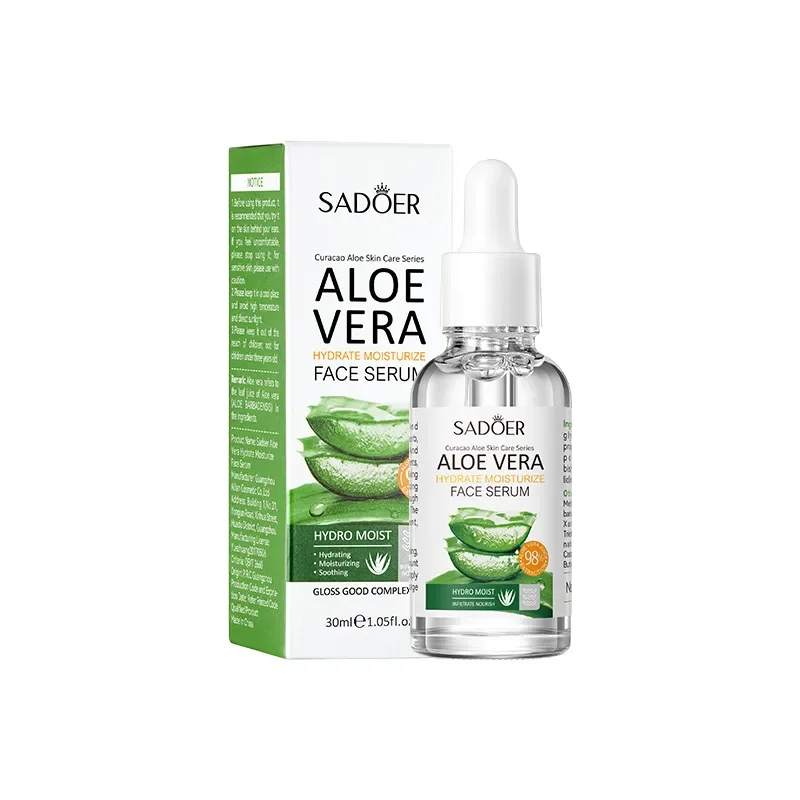 Sadoer Aloe feuchtigkeit spendendes Gesichts serum schrumpfen Poren feuchtigkeit spendend Reparatur trockenes Peeling Öl-Kontrolle verblassen feine Linien pflegende Hautpflege