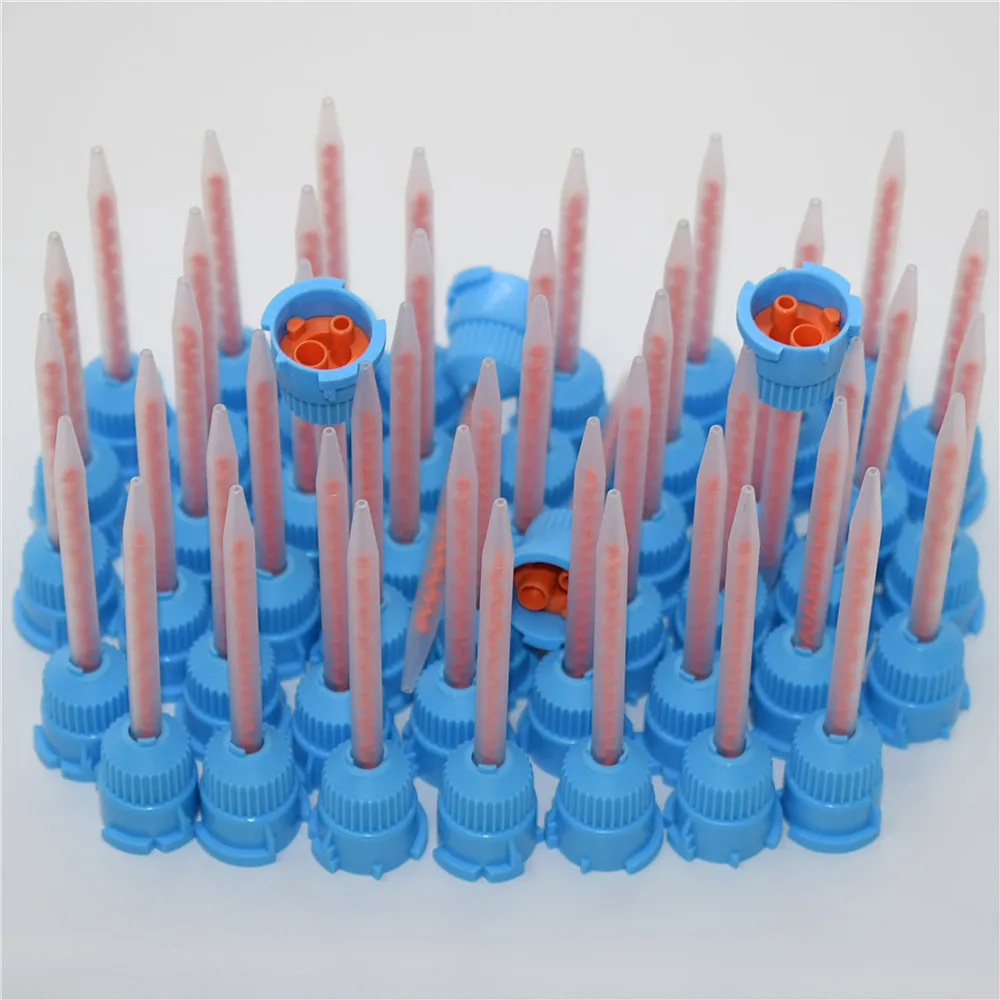 

50pcs Static Mixing Tube AB Glue 10:1 Mixing Nozzle Adhesive Static Mixer Caulking Gun Dual Cartridge Round Mixing Nozzle Set