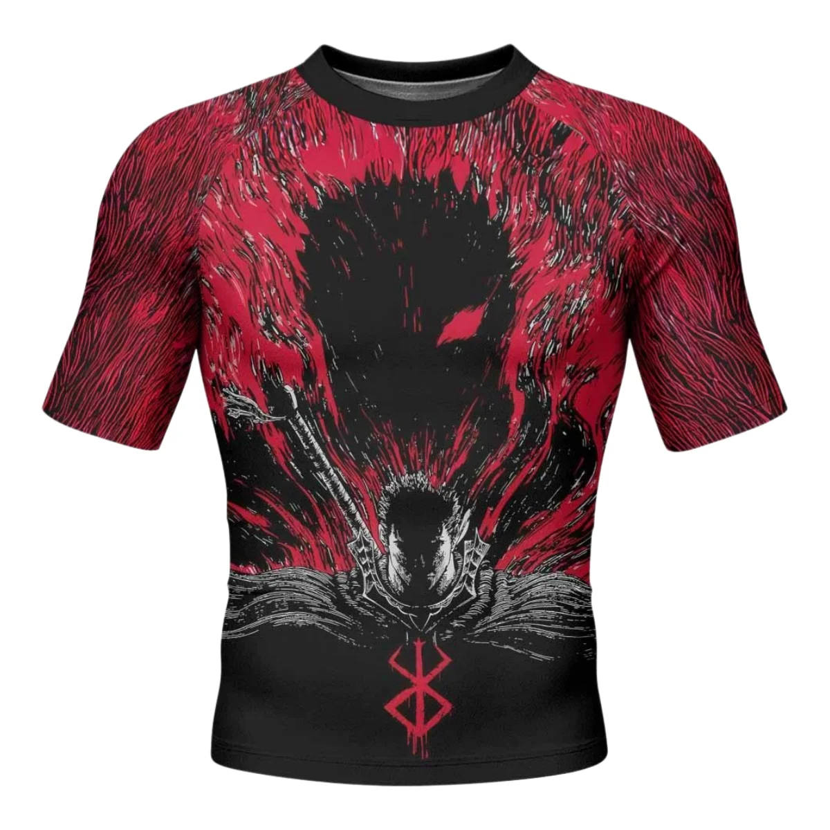 Bandai Berserk Black Swordsman Guts Premium Rash Guard Anime T-shirt de compression pour adultes et enfants, été, séchage rapide, doux et léger