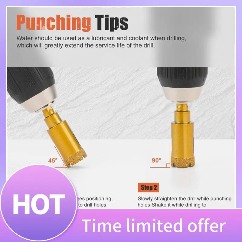 

B69C Diamond Hole Saw Kit Tile Core Drill Bits Set Brazed Hollow Tile Hole Saw Set (6-30Mm) 8 PCS