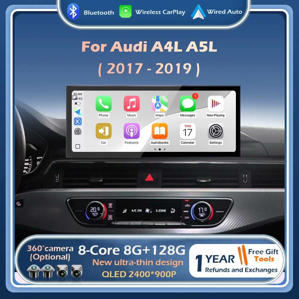 Car Raido For Audi A4L A5L 2017 - 2019 Android 16 System Wireless CarPlay Multimedia GPS Navigation 4G WIFI DSP Stereo Bluetooth