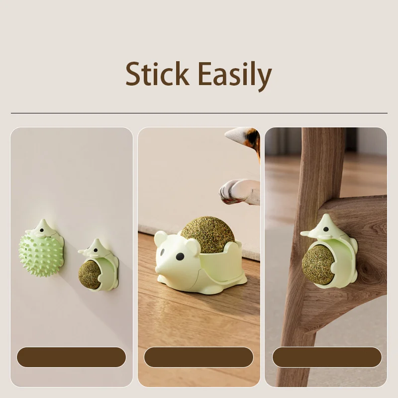 The Catnip Cat Wall Stick-on Ball Toy Scratchers Treats Healthy Natural Removes Balls to Promote Digestion Cat Grass Snack