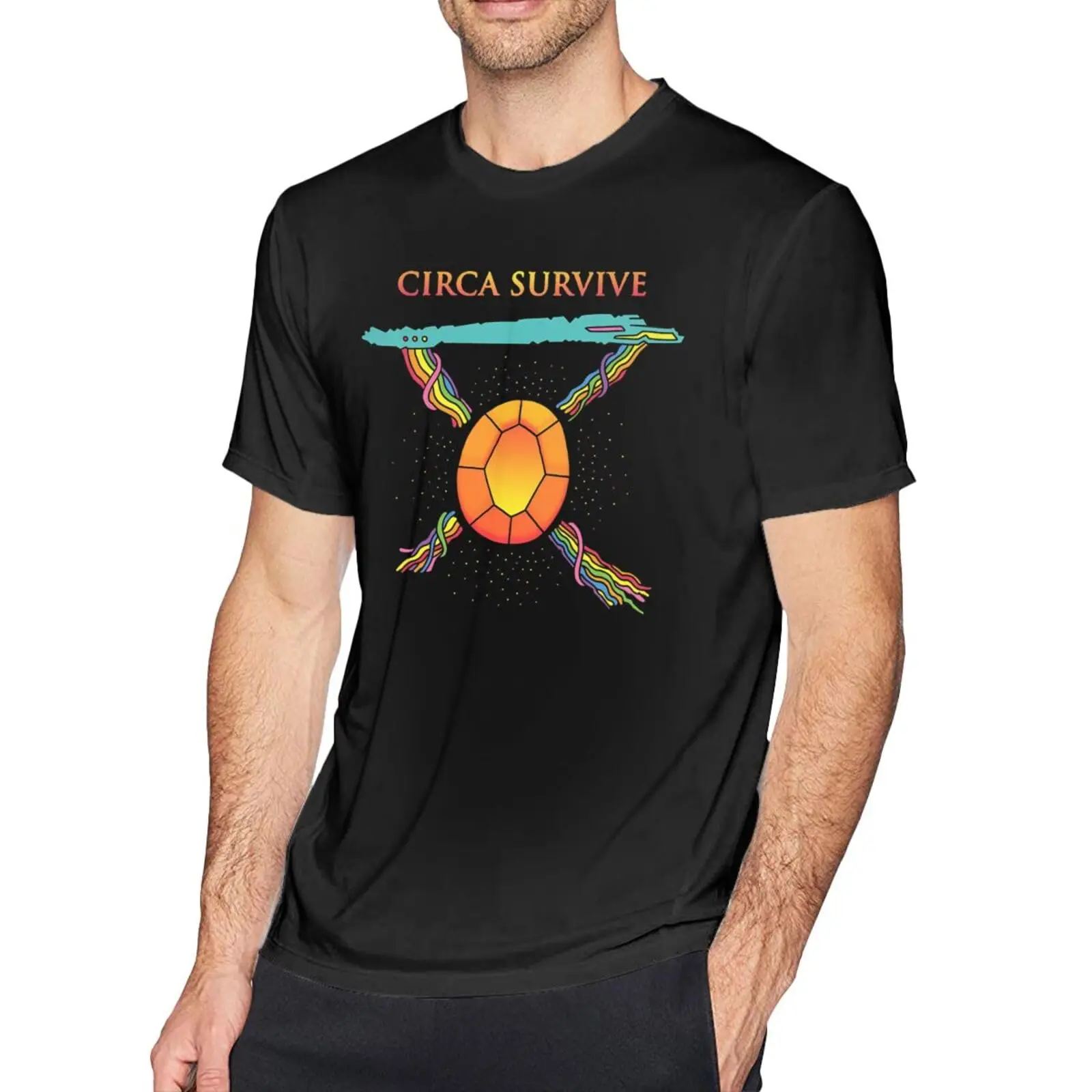 Circa Music Survive Shirt Men'S Personalised Crew Neck Short Sleeve T  Cool Graphic Tees Black Anime  T-shirts for M