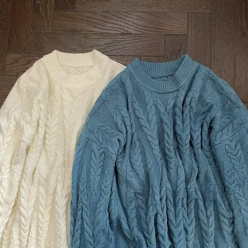 

Свободный вязаный свитер, мужская осенне-зимняя верхняя одежда, круглый пуловер Ne, корейский дизайн, ленивый слей, большой размер 250, Pou