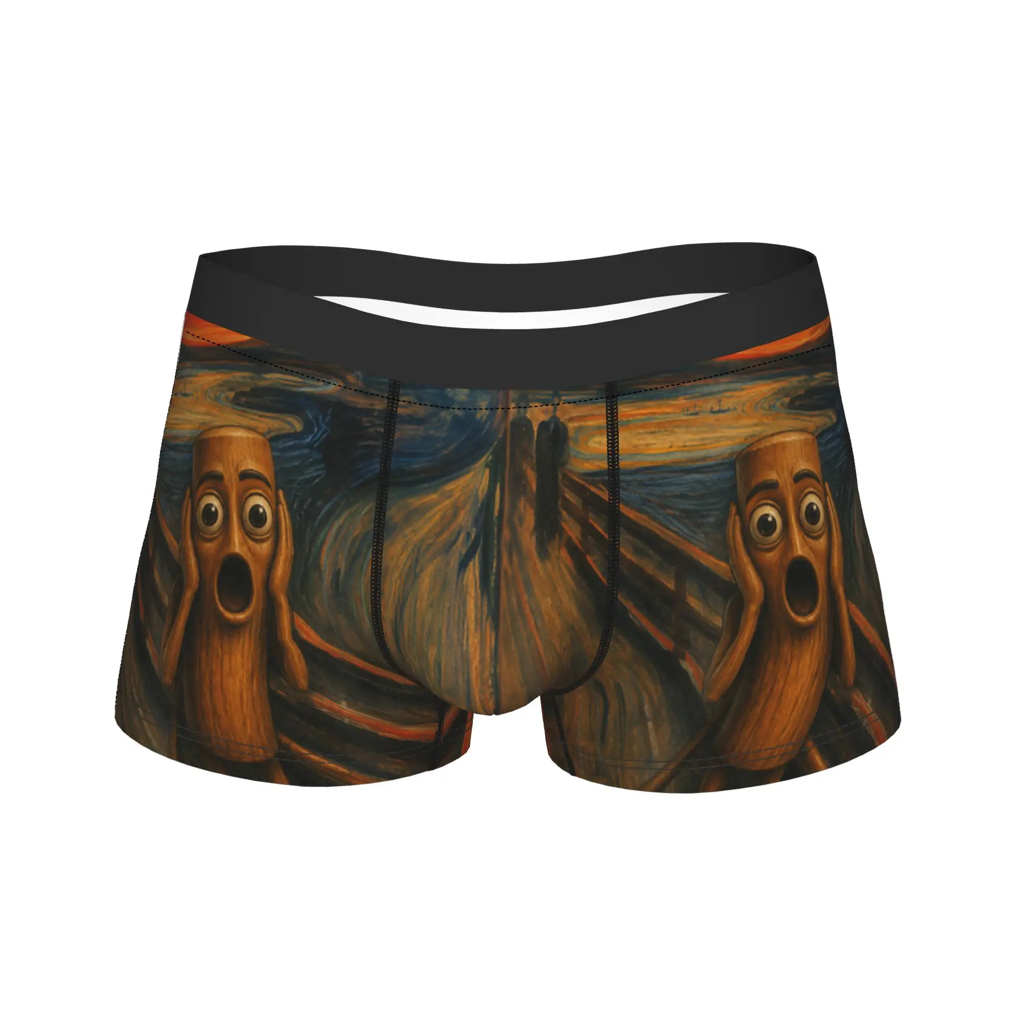 Tung Tung Tung Sahur The Scream Munch Parody Funny Meme Dank Boxer Brief  Underwear Trenky Men Breathable Trunk Custom Panties