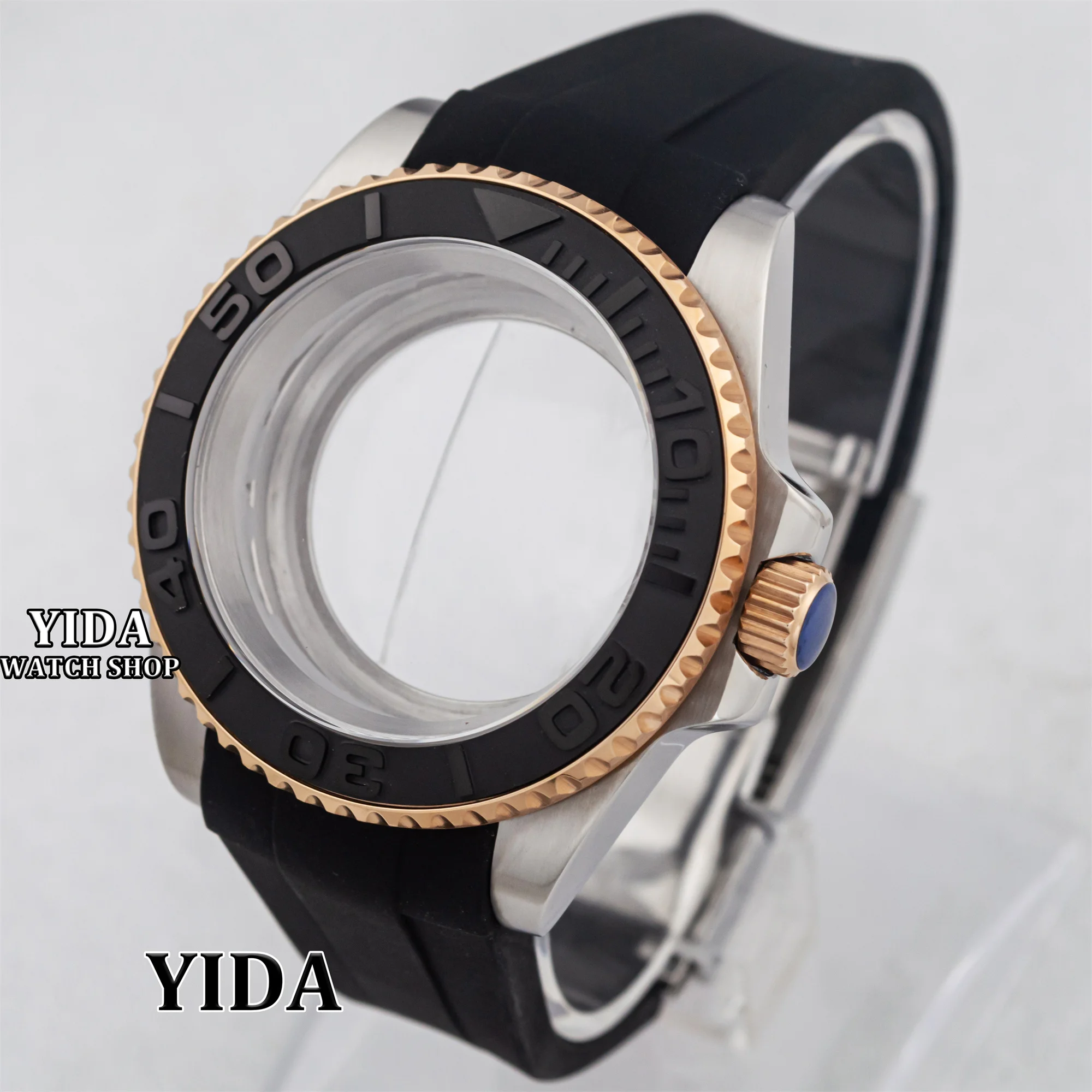 High Quality 40MM Mod Watch Case Rubber Strap Sapphire Glassl 10ATM Waterproof for SUB GMT NH35 NH36 Movement Yacht-Master Cases