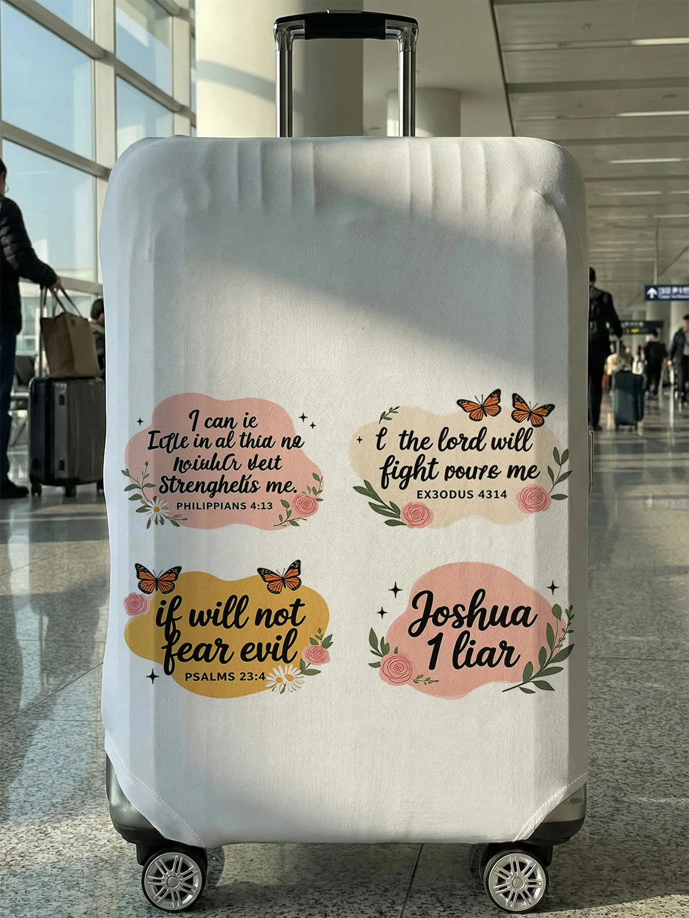 

Чехол для багажа с цветочным узором и библейскими стихами, подходит для чемоданов 18-32 дюймов, чехол на ручку чемодана, дорожные аксессуары