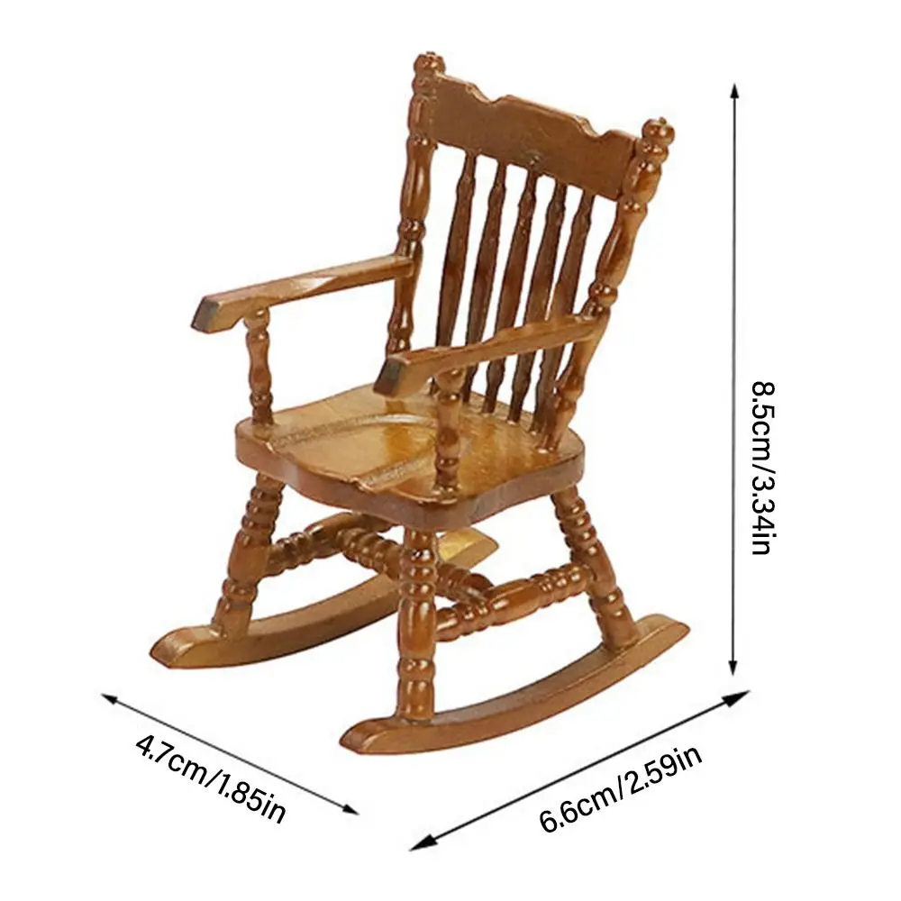 Mini Chaise à Bascule En Bois Pour Maison De Poupée – Accessoire Miniature élégant – Décoration 7 X 5,7 X 5,5 Cm